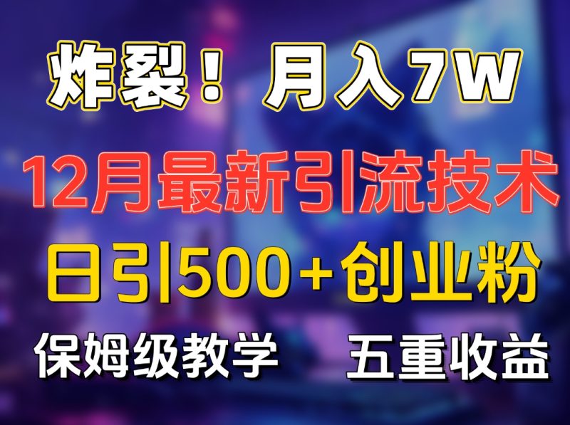 炸裂！月入7W+揭秘12月最新日引流500+精准创业粉，多重收益保姆级教学-玖玖资源网