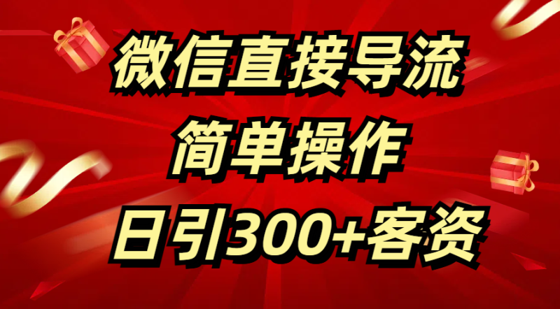 微信直接导流 简单操作 日引300+客资-玖玖资源网