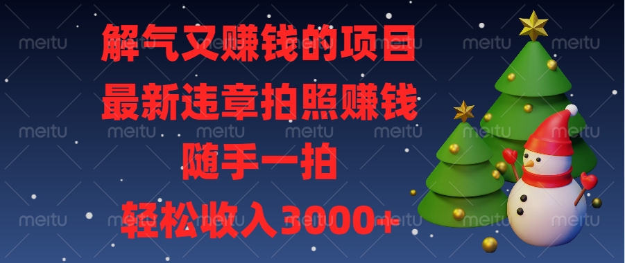 最新违章拍照赚钱，随手一拍，解气又赚钱的项目，轻松收入3000+-玖玖资源网