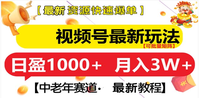 视频号独家玩法，老年养生赛道，无脑搬运爆款视频，日入1000+-玖玖资源网