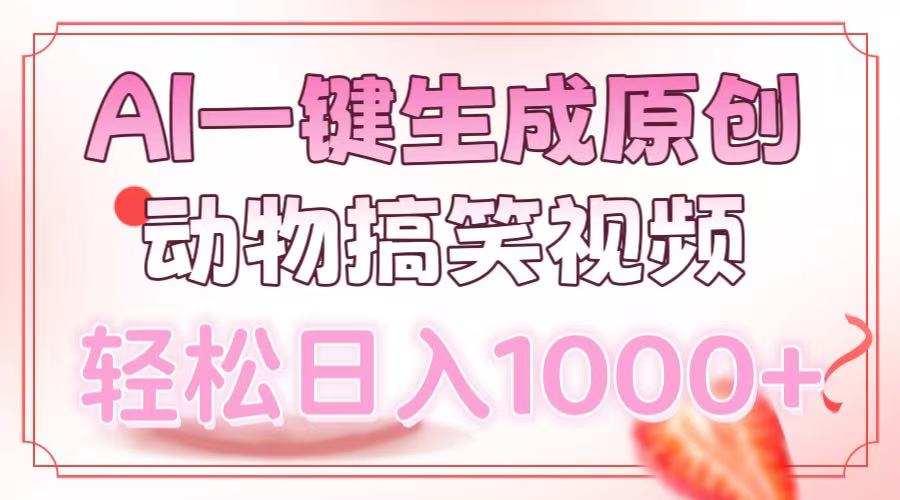 AI一键生成原创动物搞笑视频，轻松日入1000+-玖玖资源网