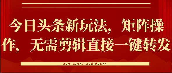 今日头条新玩法，矩阵操作，无需剪辑直接一键转发-玖玖资源网