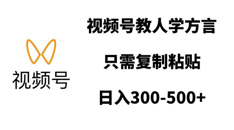 视频号教人学方言，只需复制粘贴，日入300-500+-玖玖资源网