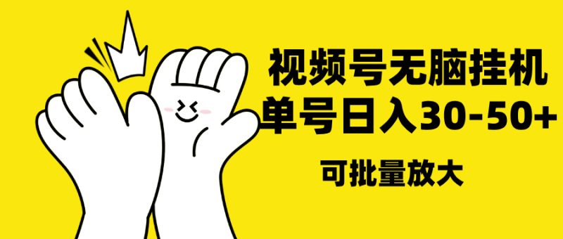视频号无脑挂机，单号30-50+，可批量放大-玖玖资源网