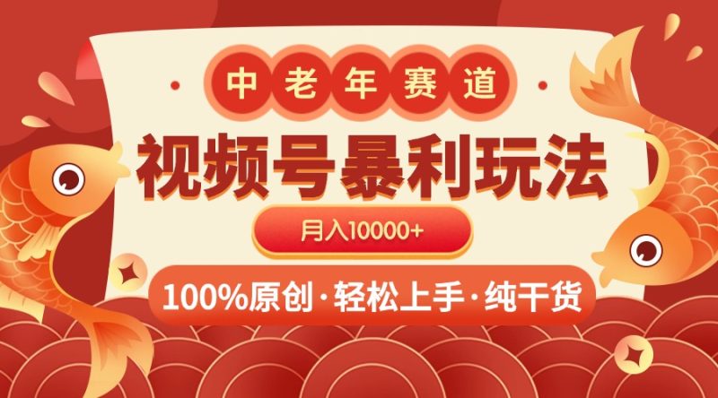 视频号暴力玩法 100%原创 小白轻松上手 可矩阵 月入10000+-玖玖资源网