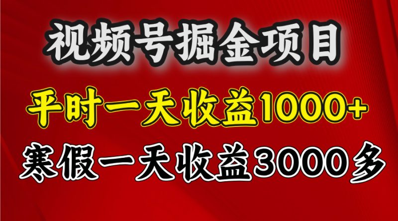 视频号掘金项目，寒假一天收益3000多-玖玖资源网