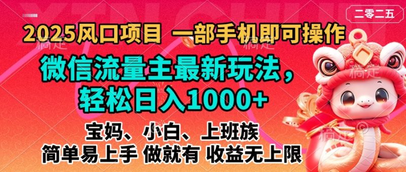 2025蓝海风口项目,微信流量主最新玩法,轻松日入1000+,简单易上手,做就有 收益无上限-玖玖资源网