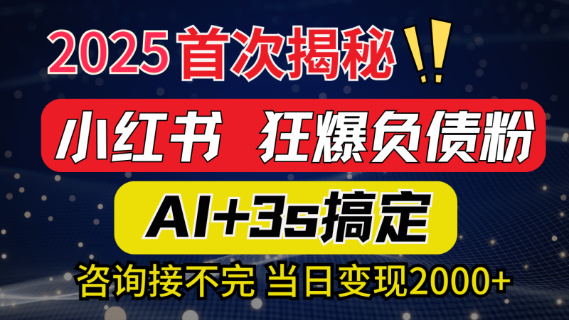 2025引流天花板：最新小红书狂暴负债粉思路，咨询接不断，当日入2000+-玖玖资源网