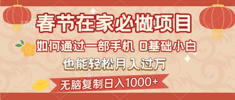 春节在家如何通过一部手机，无脑复制日入1000+，0基础小白也能轻松月入过万-玖玖资源网