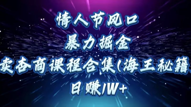 情人节风口,暴力掘金!卖杏商课程合集(海王秘籍),日赚1W+-玖玖资源网