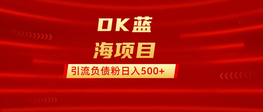 DK蓝海项目  通过，抖音，快手，小红书，引流负债粉日入500+-玖玖资源网
