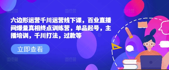 六边形运营千川运营线下课，百业直播间爆量真相终点训练营，单品起号，主播培训，千川打法，过款等-玖玖资源网