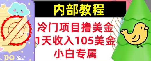 冷门项目撸美金，小白专属，1天收入105美刀，0门槛，内部教程-玖玖资源网