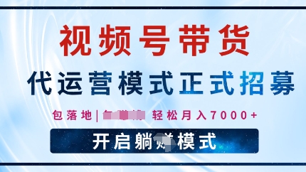 视频号代运营，全程托管计划招募，躺Z模式，单月轻松变现7k-玖玖资源网
