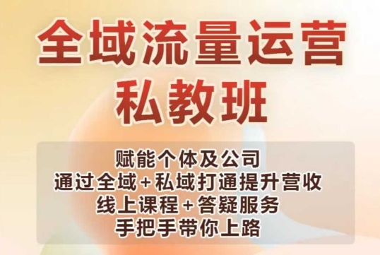 全域流量运营操盘课，赋能个体及公司通过全域+私域打通提升营收-玖玖资源网