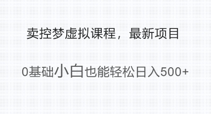 最新小众项目，利用人们猎奇的心理卖控梦虚拟课程，0基础小白也能轻松日入多张-玖玖资源网