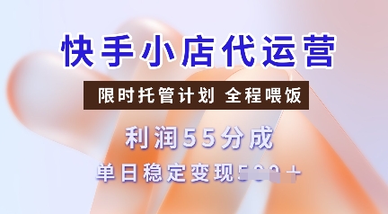 快手小店代运营，限时托管计划，收益55分，单日稳定变现多张【揭秘】-玖玖资源网