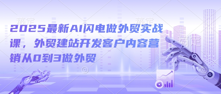 2025最新AI闪电做外贸实战课，外贸建站开发客户内容营销从0到3做外贸-玖玖资源网