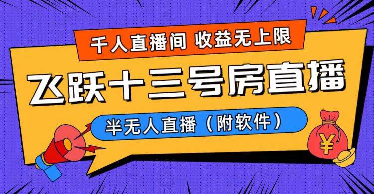 爆火飞跃十三号房半无人直播，一场直播上千人，日入过万！（附软件）-玖玖资源网