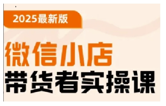 2025最新版微信小店带货者实操课，基础操作到高级运营技巧，快速上手-玖玖资源网