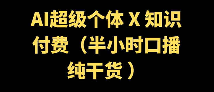 AI超级个体 + 知识付费(半小时口播纯干货 )-玖玖资源网