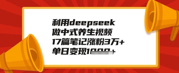 利用deepseek做养生赛道，手把手教你制作，单日变现多张-玖玖资源网