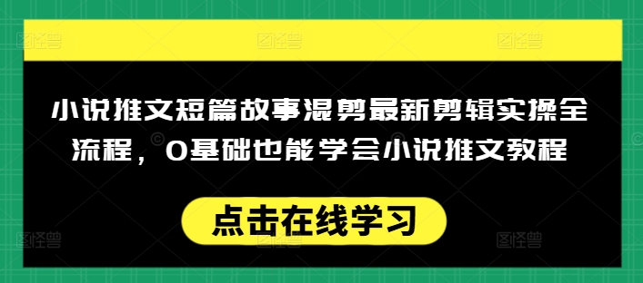 小说推文短篇故事混剪最新剪辑实操全流程，0基础也能学会小说推文教程，肯干多发日入多张-玖玖资源网