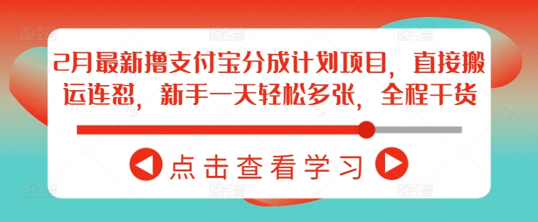 2月最新撸支付宝分成计划项目，直接搬运连怼，新手一天轻松多张，全程干货-玖玖资源网