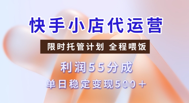 快手小店代运营3.0，模式新升级，收益55分，稳定单日5张【揭秘】-玖玖资源网