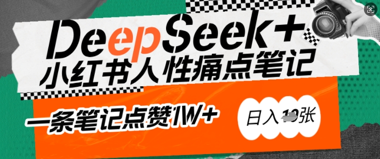 AI赋能小红书爆款秘籍：用DeepSeek轻松抓人性痛点，小白也能写出点赞破万的吸金笔记，日入多张-玖玖资源网