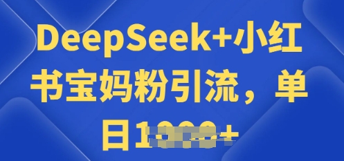 用 DeepSeek + 小红书做搬运工，每天 2 小时，引流宝妈粉月变现过W-玖玖资源网