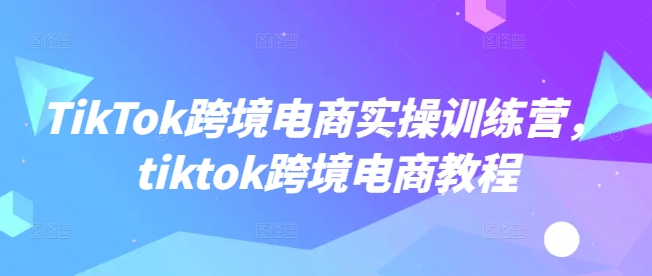 TikTok跨境电商实操训练营，tiktok跨境电商教程-玖玖资源网