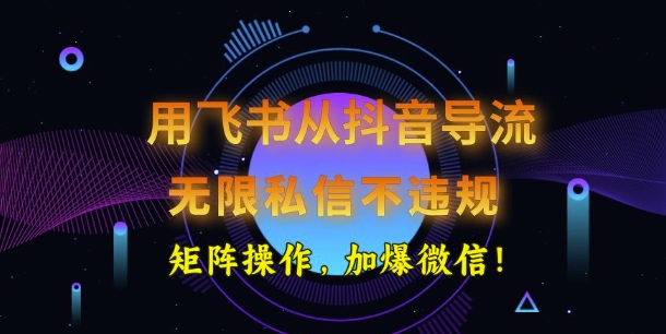 用飞书从抖音导流，无限私信不违规，抖音截流创业粉-玖玖资源网
