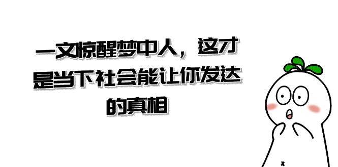 某公众号付费文章《一文 惊醒梦中人，这才是当下社会能让你发达的真相》-玖玖资源网