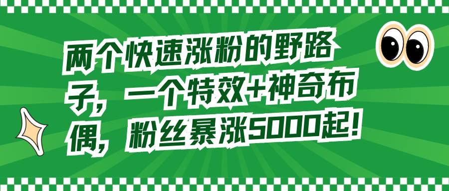 两个快速涨粉的野路子，一个特效+神奇布偶，粉丝暴涨5000起！-玖玖资源网
