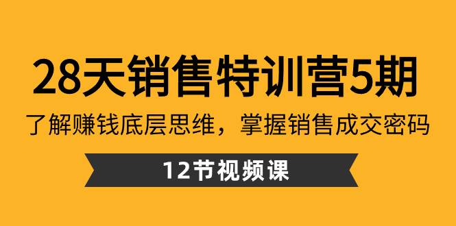 28天·销售特训营5期：了解赚钱底层思维，掌握销售成交密码（12节课）-玖玖资源网