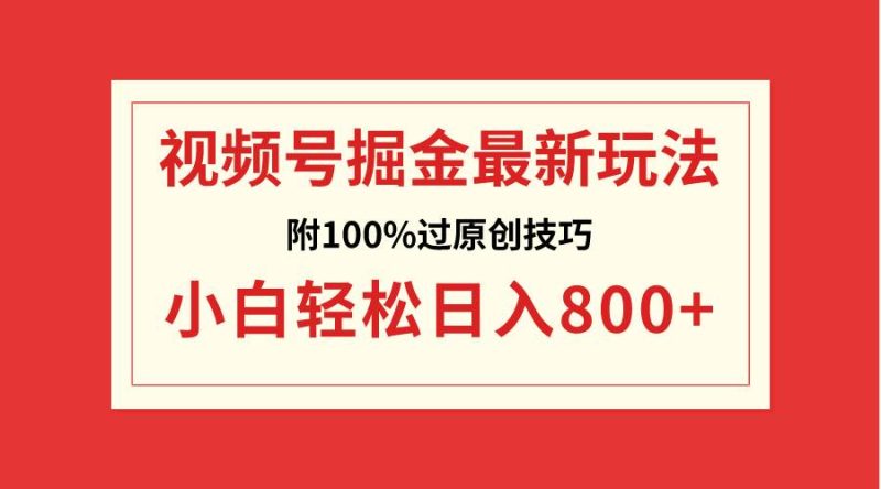 视频号掘金,小白轻松日入800+(附100%过原创技巧)-玖玖资源网