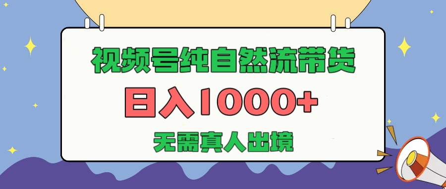 视频号纯自然流带货，日入1000+，无需真人出境，新手小白也可操作-玖玖资源网