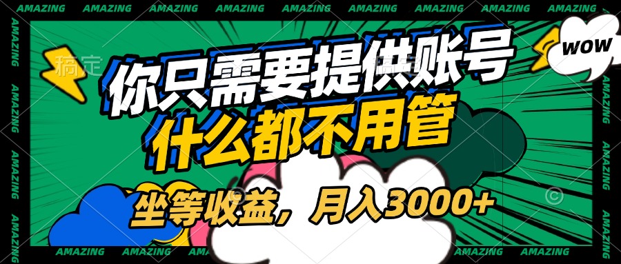 账号全程托管，你只需要提供账号，什么都不用管，坐等收益，月入3000+-玖玖资源网