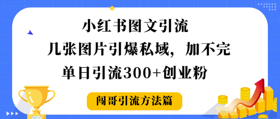 小红书图文引流，几张图片引爆私域加不完，单日引流300＋创业粉-玖玖资源网