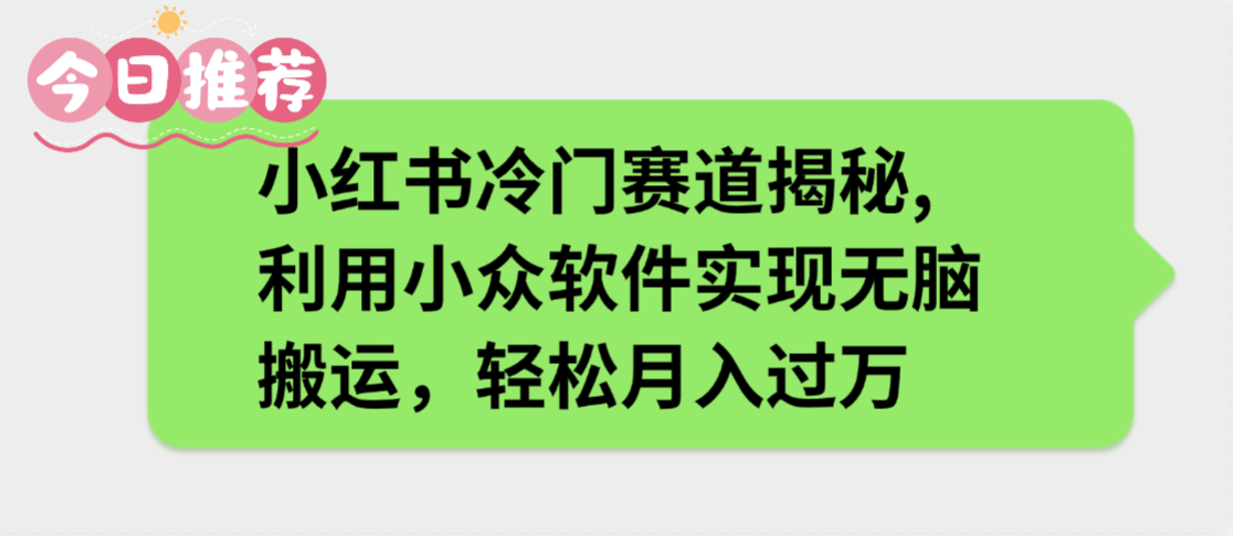 小红书冷门赛道揭秘,利用小众软件实现无脑搬运，轻松月入过万-玖玖资源网