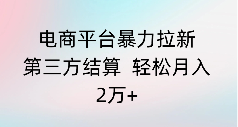 电商平台暴力拉新第三方结算 轻松月入2万+-玖玖资源网